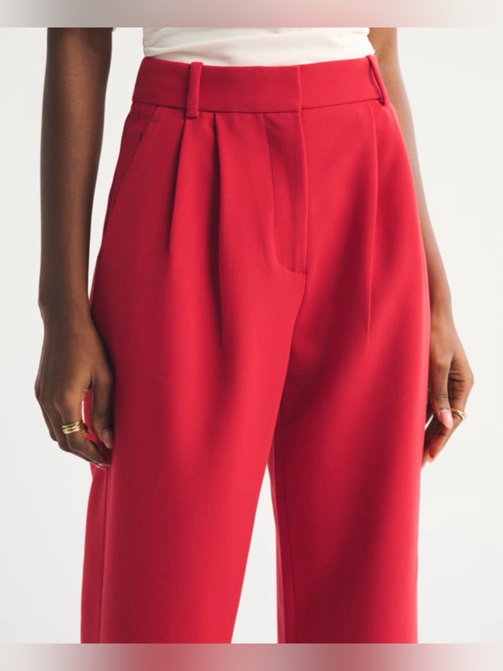 Abercrombie & Fitch Sloane Tailored Wide Leg Pant in Red Size 16 - Picture 3 of 9